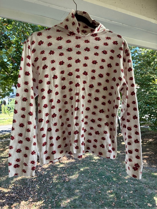 Basic Editions Sweaters - 100% Cotton Cream Poinsettias Mock TurtleNeck Sweater - Women's